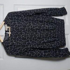 Michael Kors Black and White Snake Print Long Sleeve Blouse Size Small